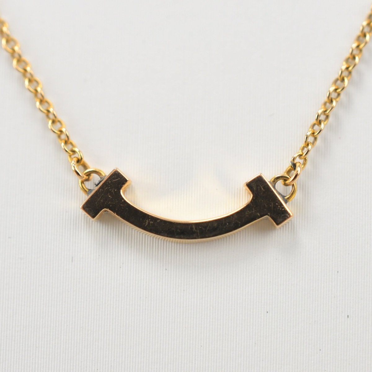 Used Tiffany & Co. T Smile Necklace Mini 18K Rose Gold Au750 2.4g