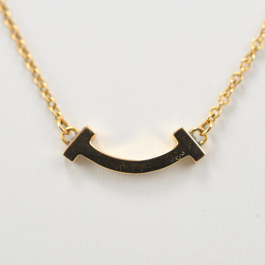 Used Tiffany & Co. T Smile Necklace Mini 18K Rose Gold Au750 2.4g Authentic B S0015