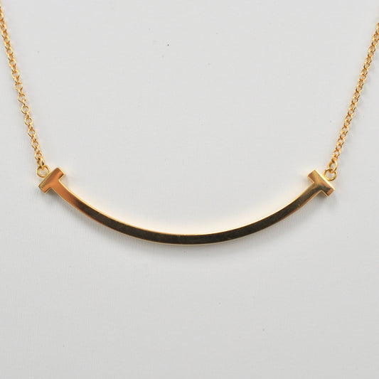 Used Tiffany & Co. T Smile Necklace Small 18K Rose Gold Au750 2.9g Authentic B S0014