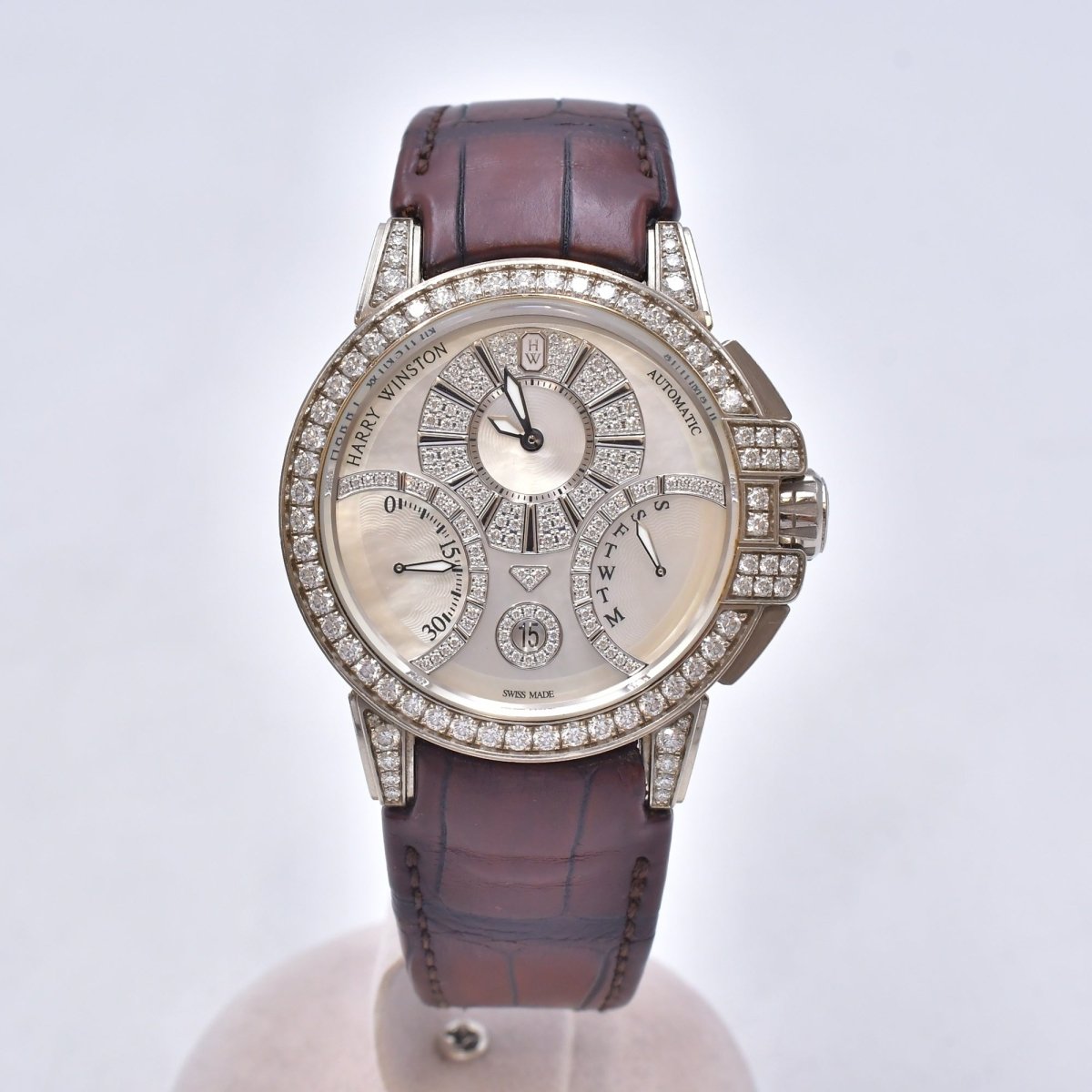 Used Harry Winston Ocean Biretrograde White Shell Dial 18KWG Automatic Watch OCEABI42WW002 - RYBrandshop