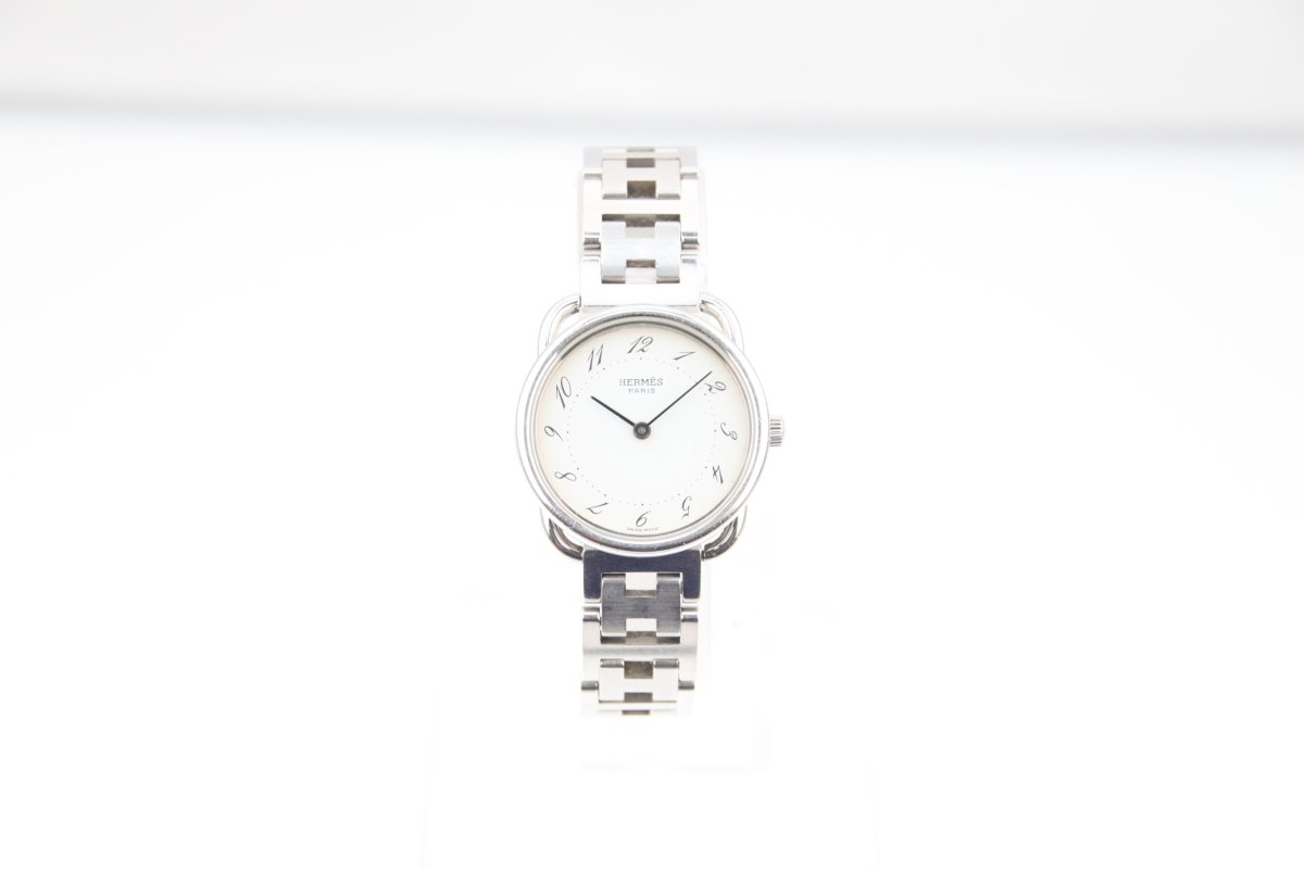 Used Hermes Arceau White Dial Quartz 25mm Steel Ladies Watch AR3.210 - RYBrandshop