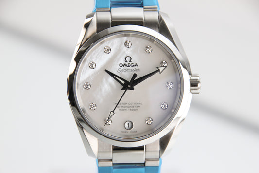 Brand New OMEGA Seamaster Aqua Terra 150M Mother of Pearl Diamond 38.5mm Unused