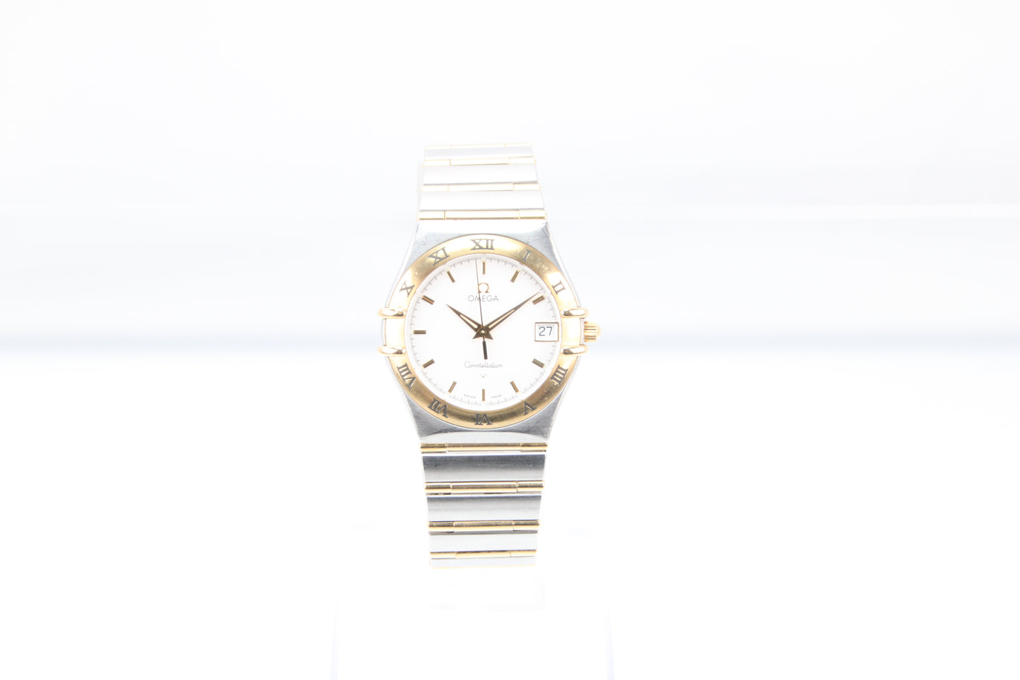 Used Omega Constellation Quartz 35mm YG Steel White Dial Men's Watch 1212.30