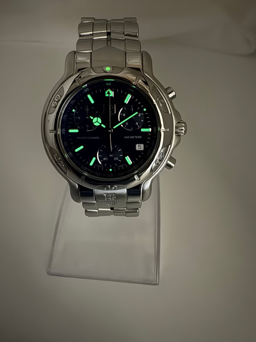 Used TAG Heuer 6000 Series Chronograph Blue Dial CH1111 - 0 Quartz Full Set - RYBrandshop