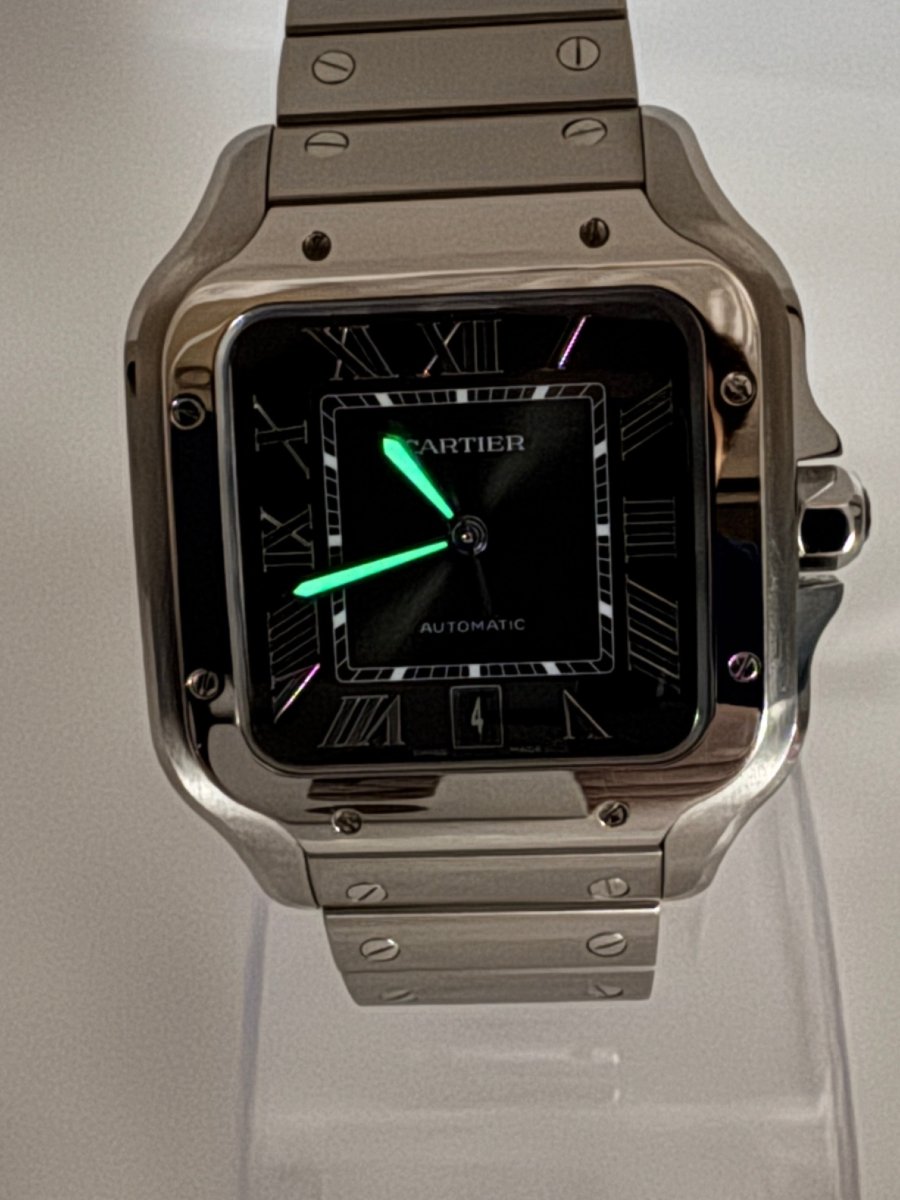 Used Cartier Santos de Cartier LM Green Dial Steel WSSA0062 - RYBrandshop