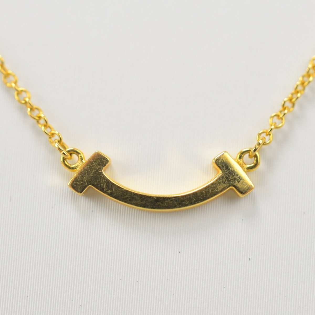 Used Tiffany & Co. T Smile Necklace Mini 18K Yellow Gold Au750 2.3g Authentic B S0016 - RYBrandshop