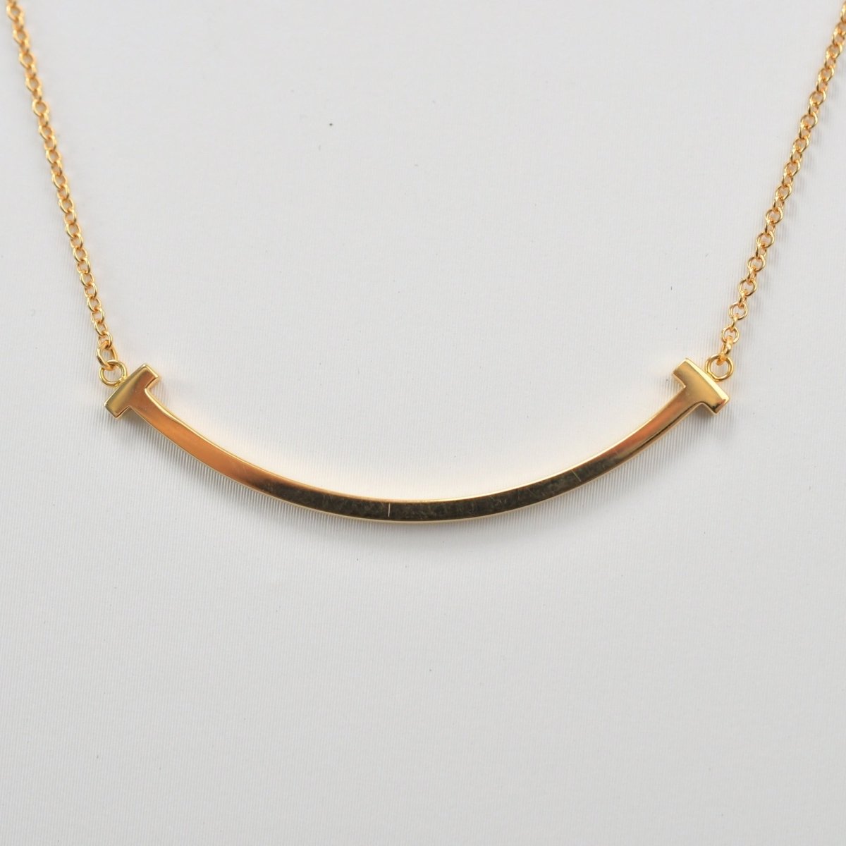 Used Tiffany & Co. T Smile Necklace Small 18K Rose Gold Au750 2.9g Authentic B S0014 - RYBrandshop