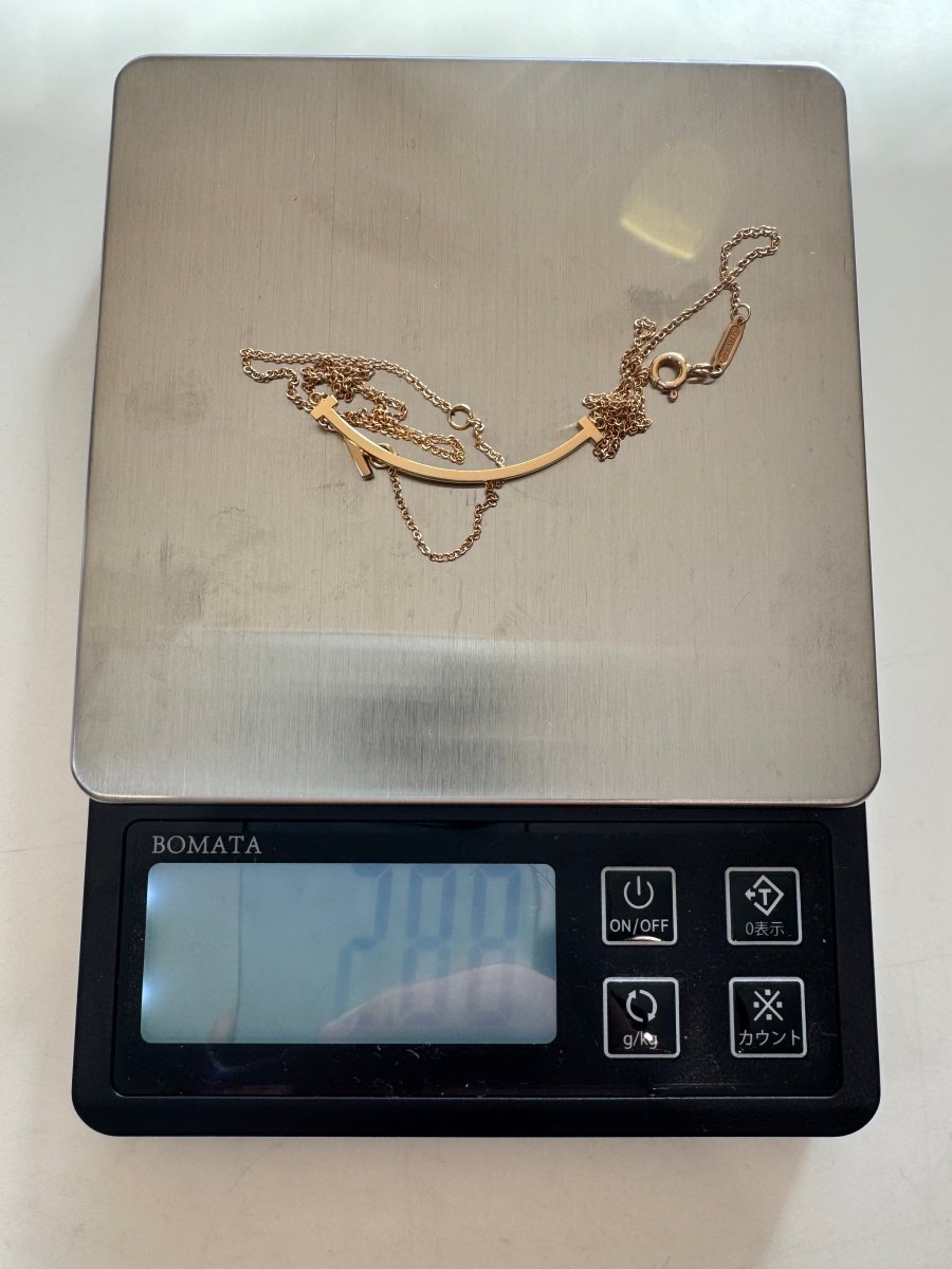 Used Tiffany & Co. T Smile Necklace Small 18K Rose Gold Au750 2.9g Authentic B S0014 - RYBrandshop