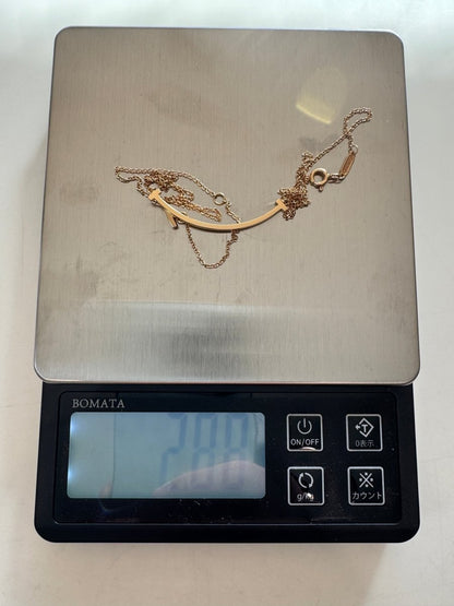 Used Tiffany & Co. T Smile Necklace Small 18K Rose Gold Au750 2.9g Authentic B S0014 - RYBrandshop