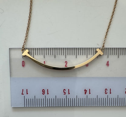 Used Tiffany & Co. T Smile Necklace Small 18K Rose Gold Au750 2.9g Authentic B S0014 - RYBrandshop