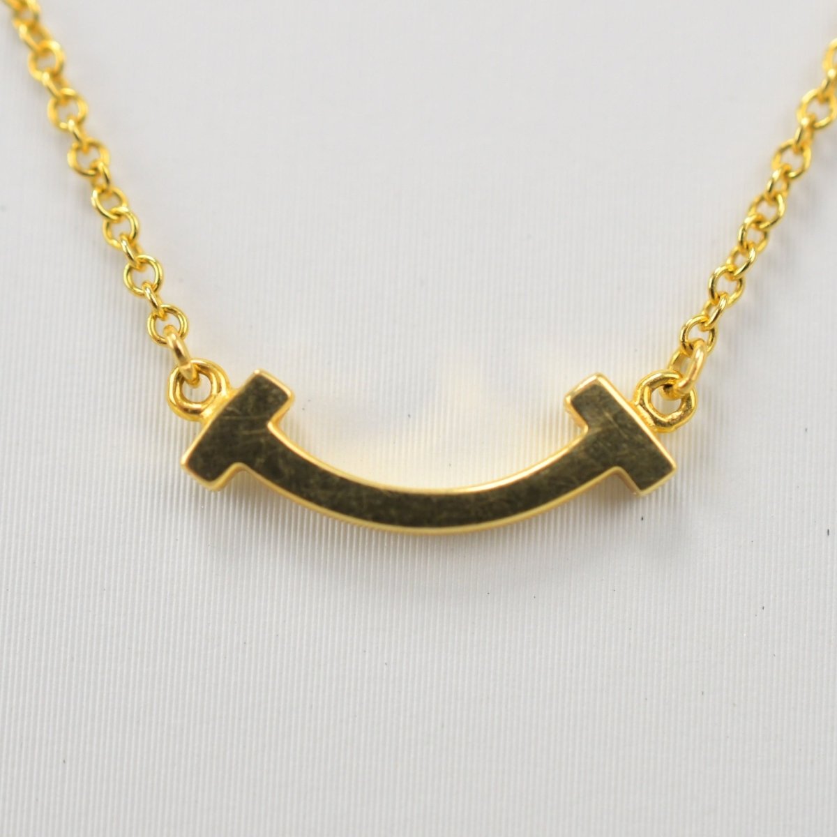 Used Tiffany & Co. T Smile Necklace Mini 18K Yellow Gold Au750 2.3g Authentic B S0016 - RYBrandshop