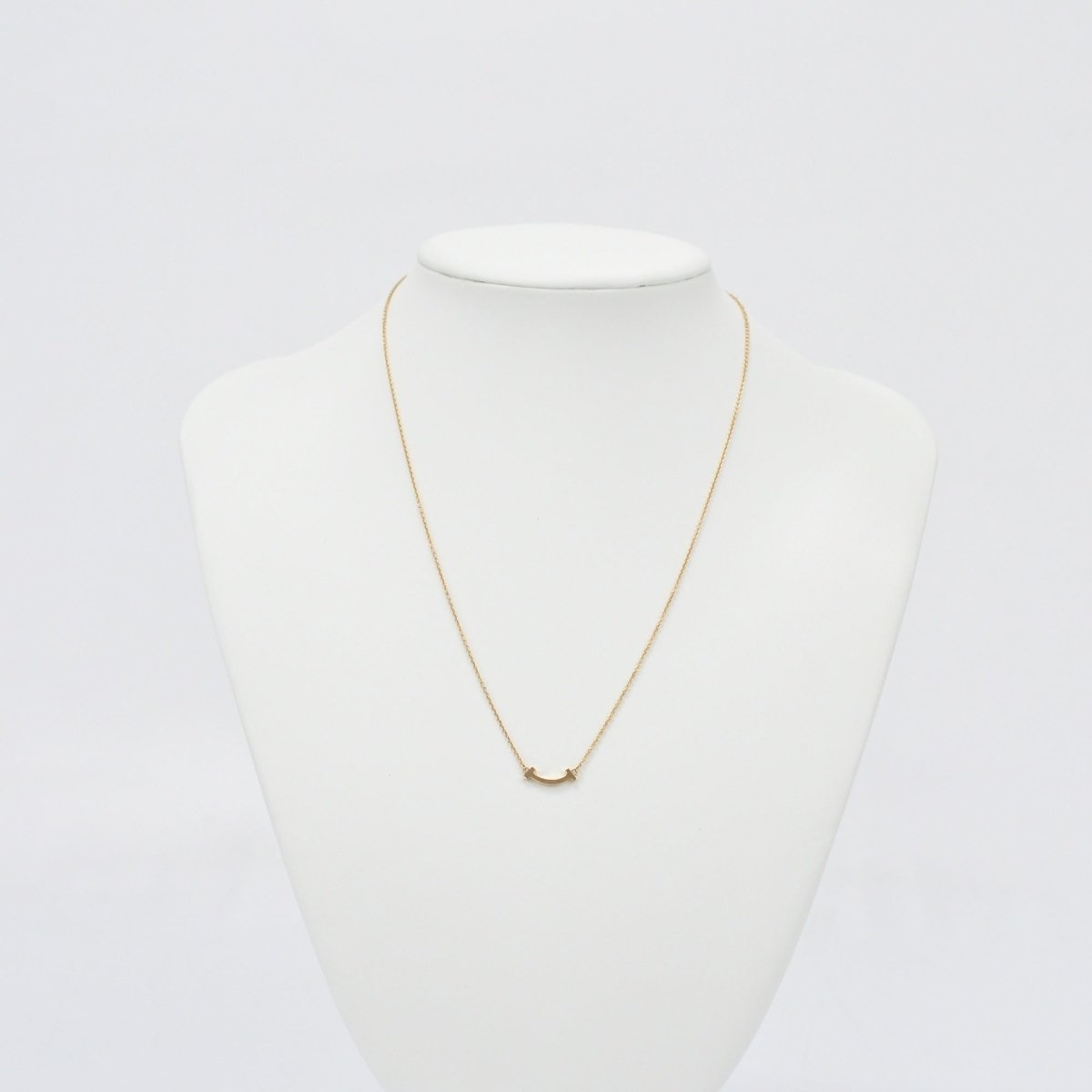 Used Tiffany & Co. T Smile Necklace Mini 18K Rose Gold Au750 2.4g Authentic B S0015 - RYBrandshop