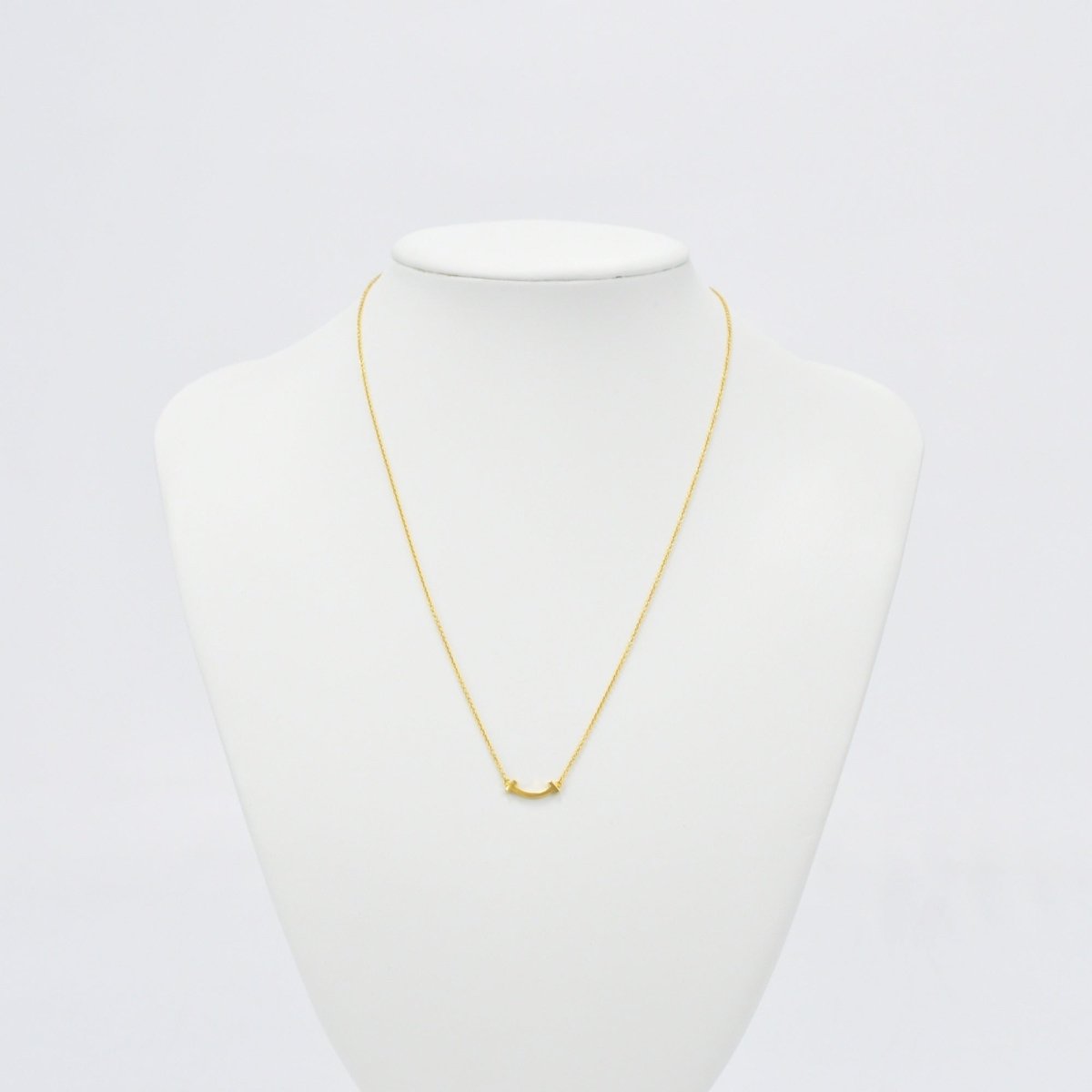 Used Tiffany & Co. T Smile Necklace Mini 18K Yellow Gold Au750 2.3g Authentic B S0016 - RYBrandshop