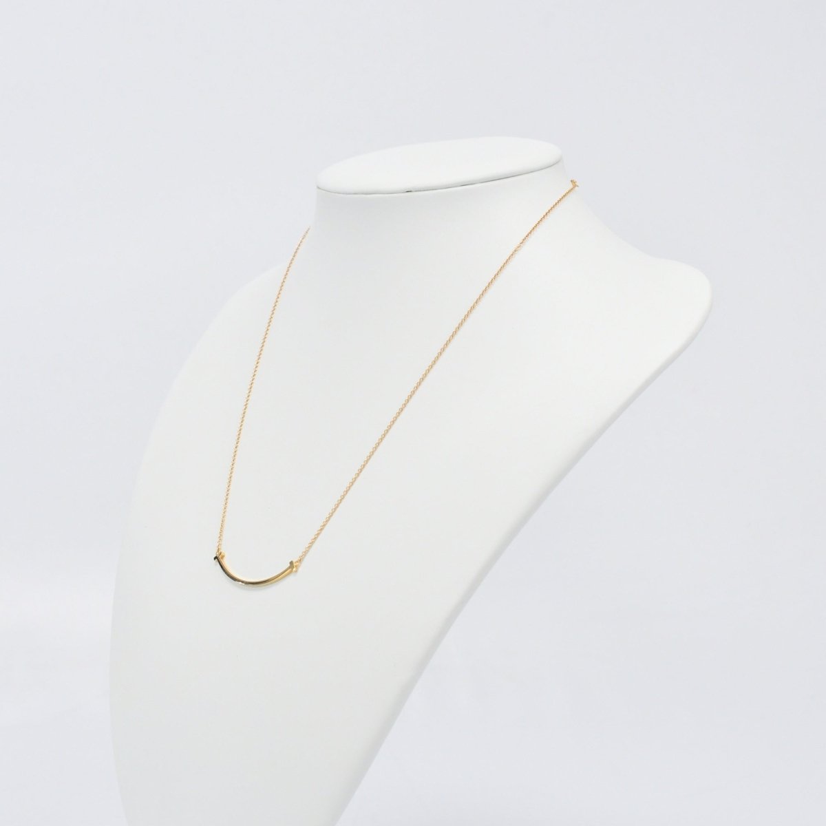 Used Tiffany & Co. T Smile Necklace Small 18K Rose Gold Au750 2.9g Authentic B S0014 - RYBrandshop