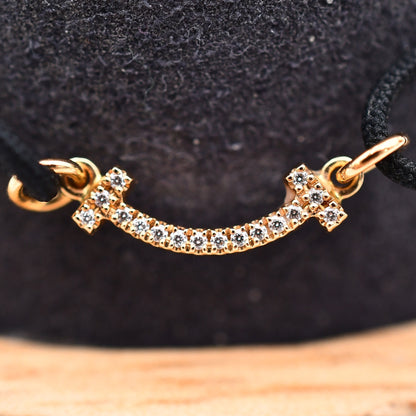 Used Tiffany & Co. T Smile Mini Diamond Bracelet 18K Rose Gold Au750 0.8g B S0018