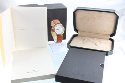 Used Blancpain Villeret Automatic 18K Yellow Gold 34mm White Dial Full Set - RYBrandshop