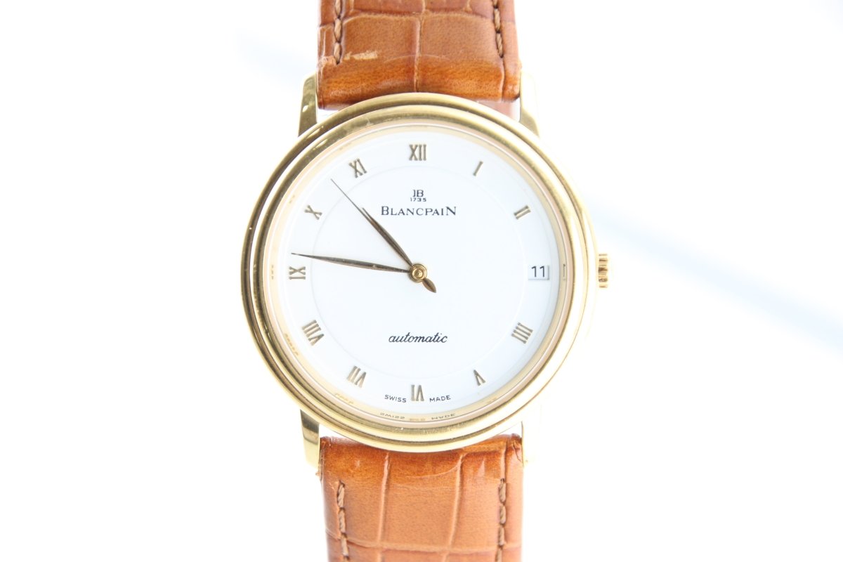 Used Blancpain Villeret Automatic 18K Yellow Gold 34mm White Dial Full Set - RYBrandshop