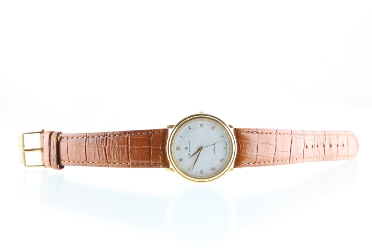 Used Blancpain Villeret Automatic 18K Yellow Gold 34mm White Dial Full Set - RYBrandshop
