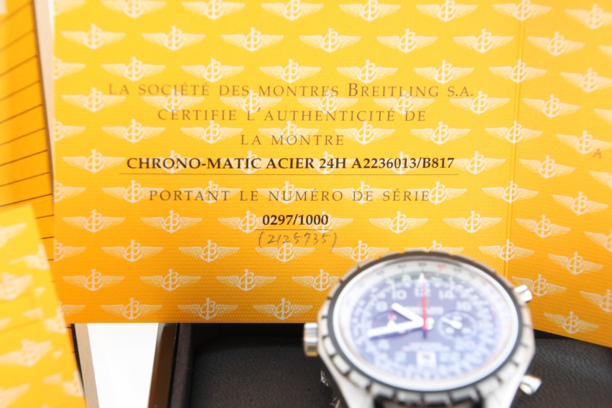 Used Breitling Chronomatic 24H A22360 Black Dial 44mm Automatic Full Set - RYBrandshop