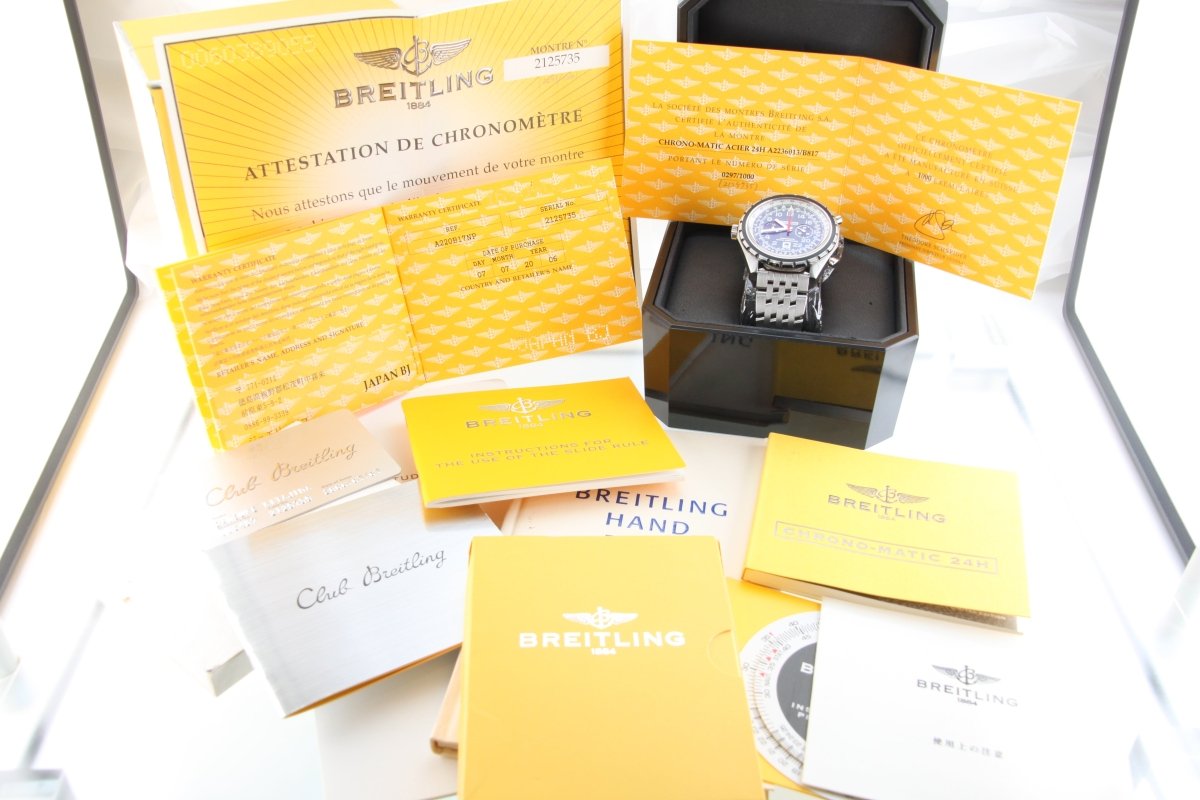 Used Breitling Chronomatic 24H A22360 Black Dial 44mm Automatic Full Set - RYBrandshop