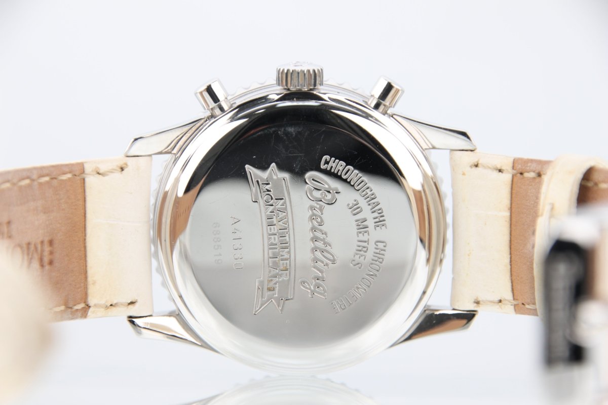 Used Breitling Montbrillant Chronograph White Dial 38mm A41330 Serviced Automatic - RYBrandshop