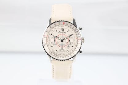 Used Breitling Montbrillant Chronograph White Dial 38mm A41330 Serviced Automatic - RYBrandshop