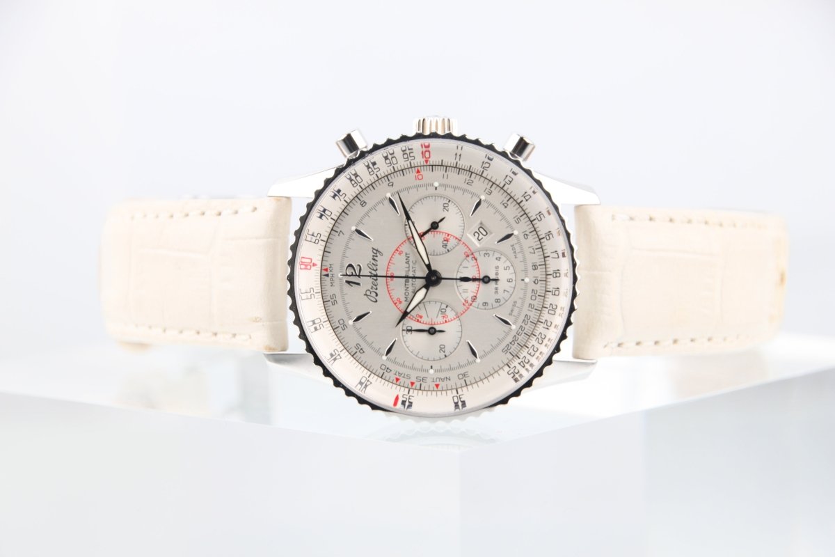 Used Breitling Montbrillant Chronograph White Dial 38mm A41330 Serviced Automatic - RYBrandshop