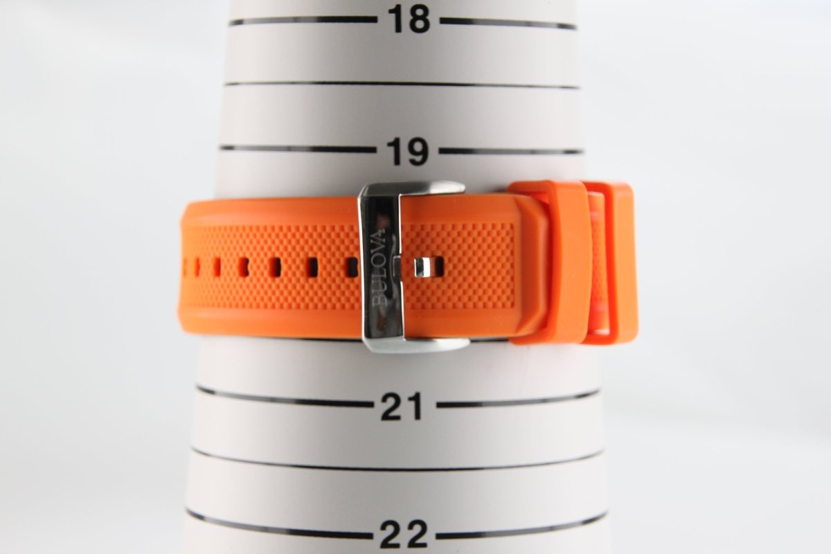 Used Bulova Marine Star Automatic 98A226 Open Heart Silver Dial Orange Strap - RYBrandshop