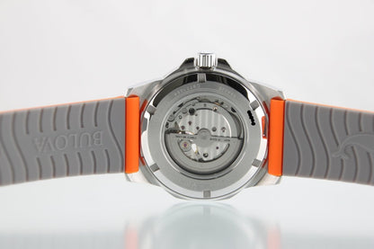 Used Bulova Marine Star Automatic 98A226 Open Heart Silver Dial Orange Strap - RYBrandshop