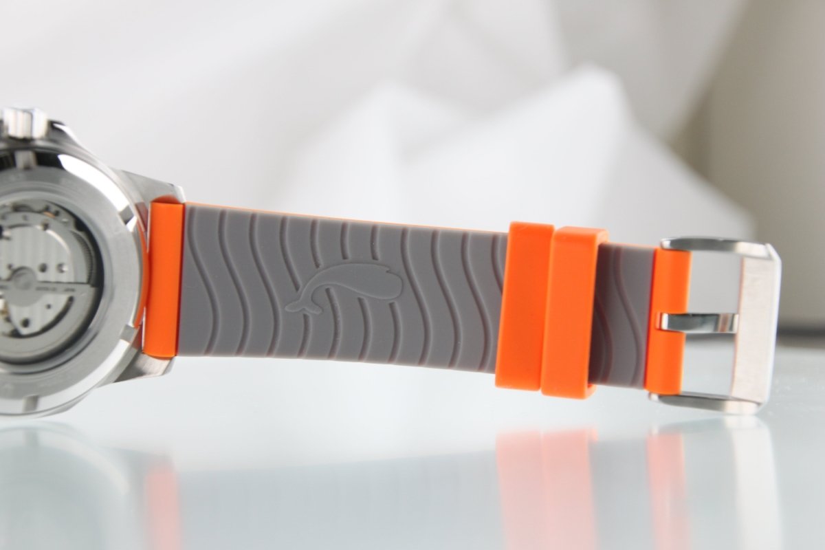 Used Bulova Marine Star Automatic 98A226 Open Heart Silver Dial Orange Strap - RYBrandshop