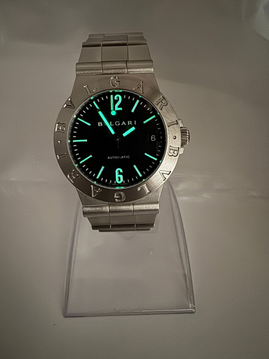 Used Bvlgari Diagono Sport LCV35S Black Dial Automatic Serviced Full Set - RYBrandshop