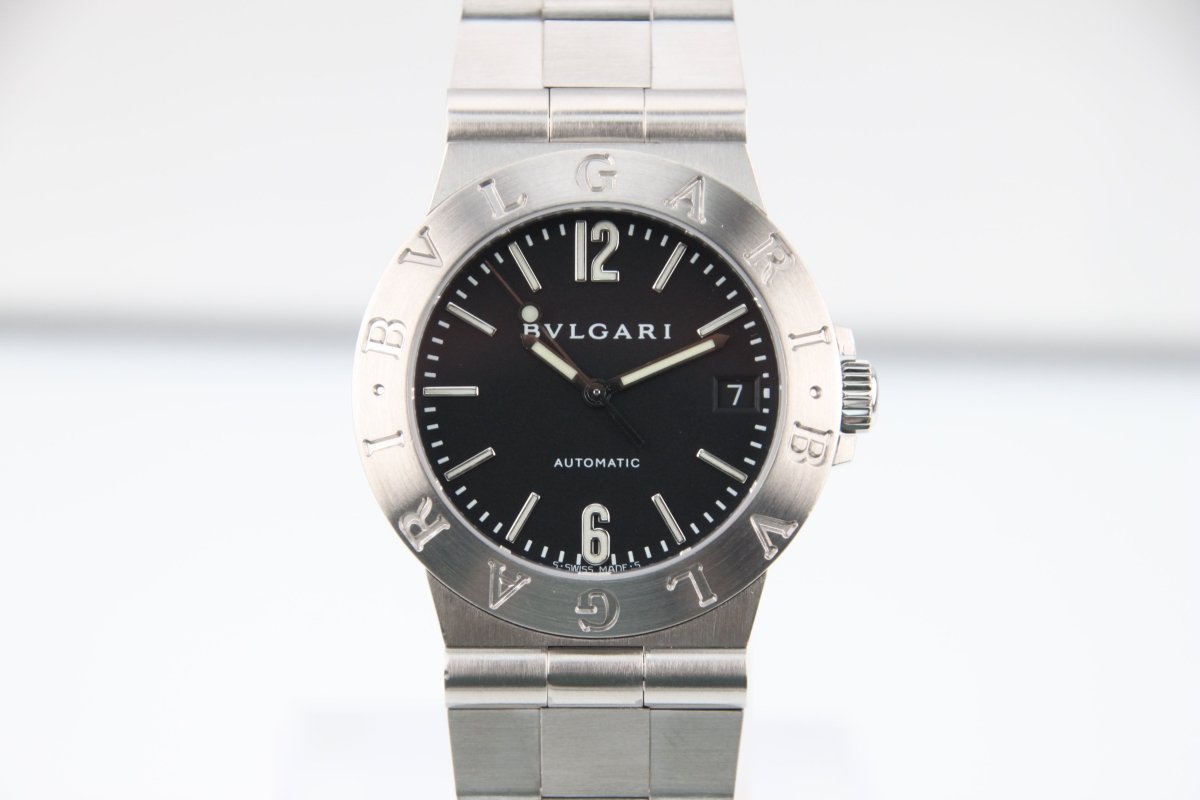 Used Bvlgari Diagono Sport LCV35S Black Dial Automatic Serviced Full Set - RYBrandshop
