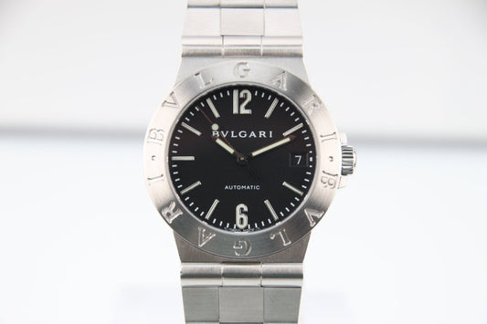 Used Bvlgari Diagono Sport LCV35S Black Dial Automatic Serviced Full Set - RYBrandshop