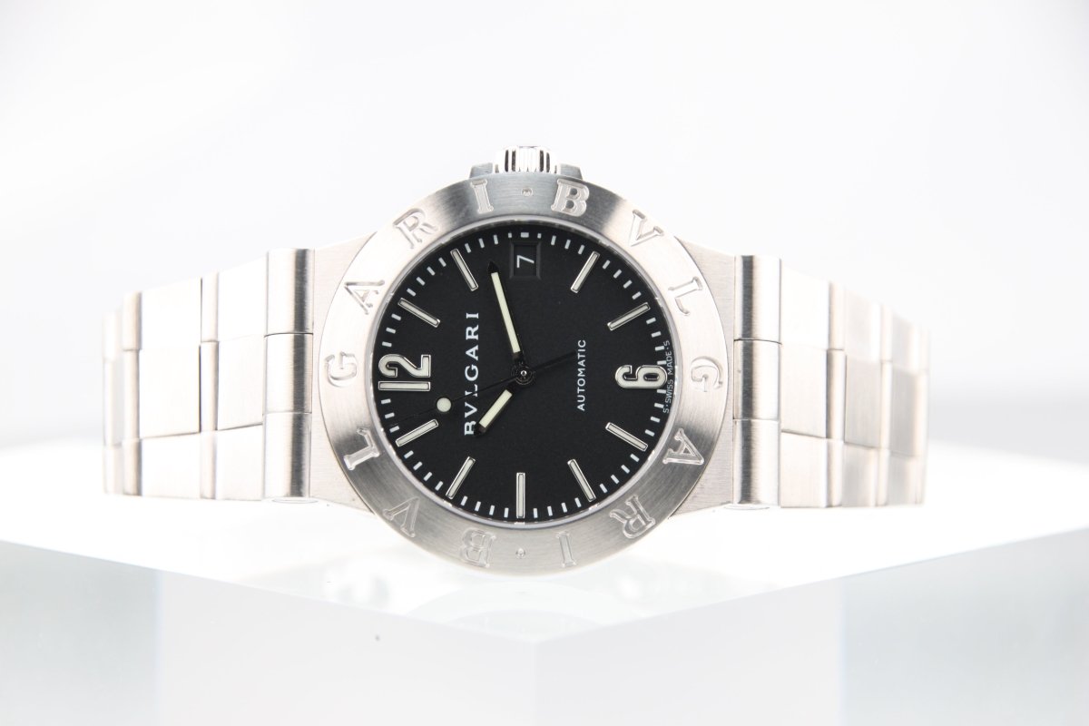 Used Bvlgari Diagono Sport LCV35S Black Dial Automatic Serviced Full Set - RYBrandshop