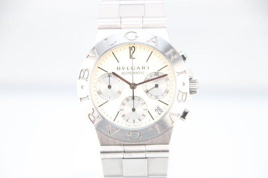 Used Bvlgari Diagono Sports Chronograph Ivory Dial Automatic Men's Watch CH35S - RYBrandshop