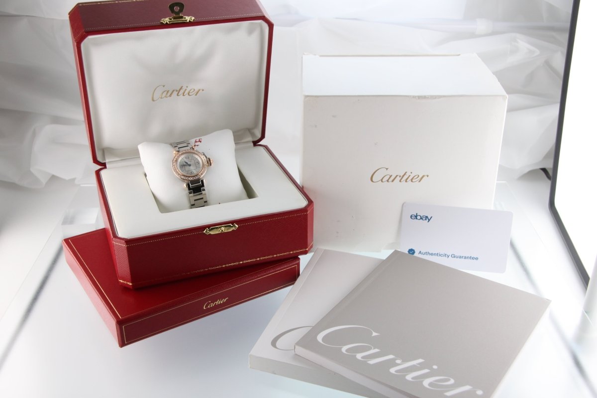 Used Cartier Miss Pasha WJ124021 18K Pink Gold Diamond Bezel Silver Dial Quartz Full Set - RYBrandshop