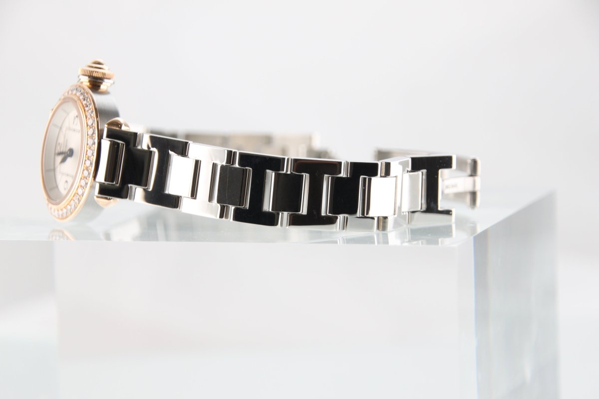 Used Cartier Miss Pasha WJ124021 18K Pink Gold Diamond Bezel Silver Dial Quartz Full Set - RYBrandshop