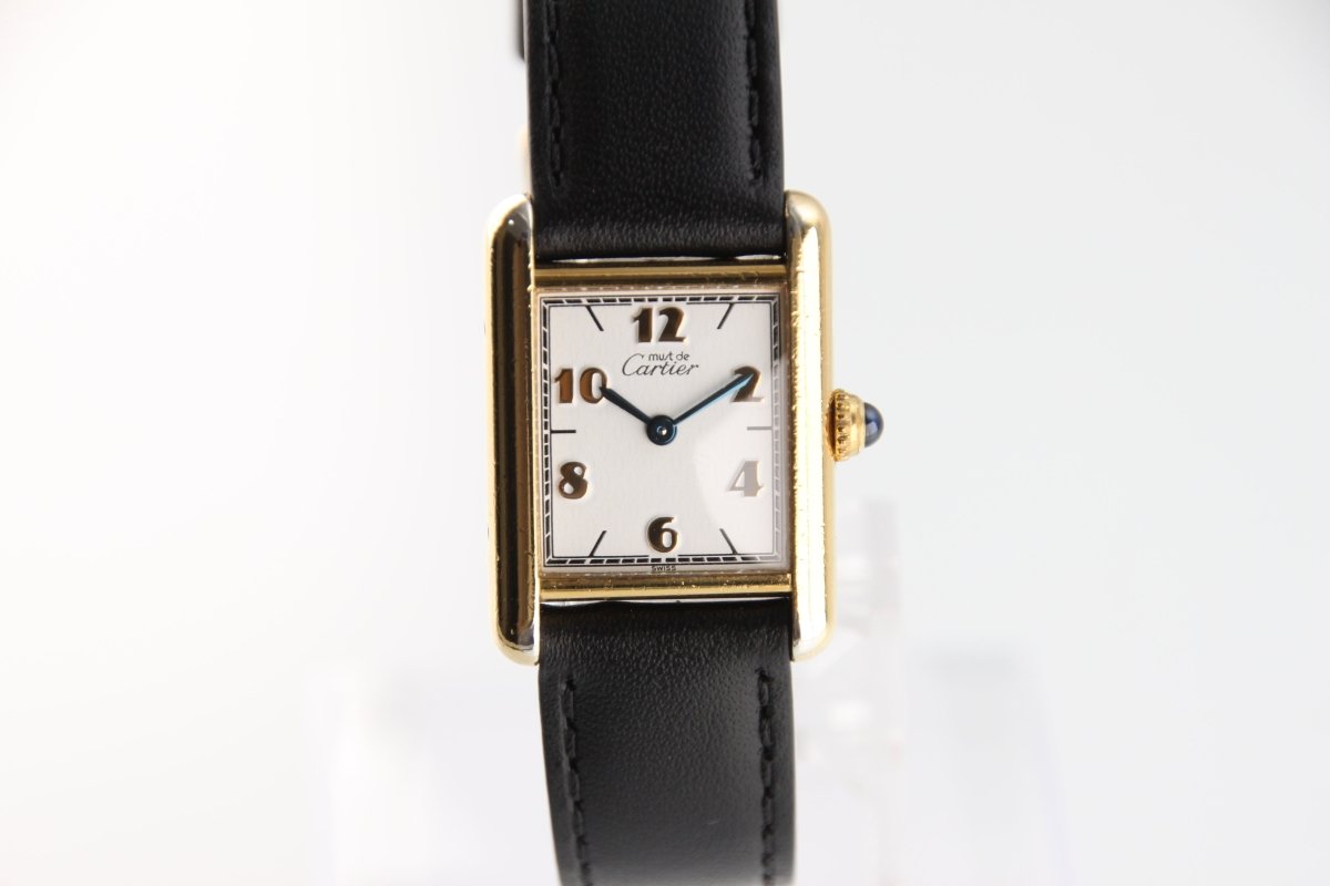 Used Cartier Must Tank Vermeil SM White Dial Silver 925 Quartz / Brand New Strap - RYBrandshop