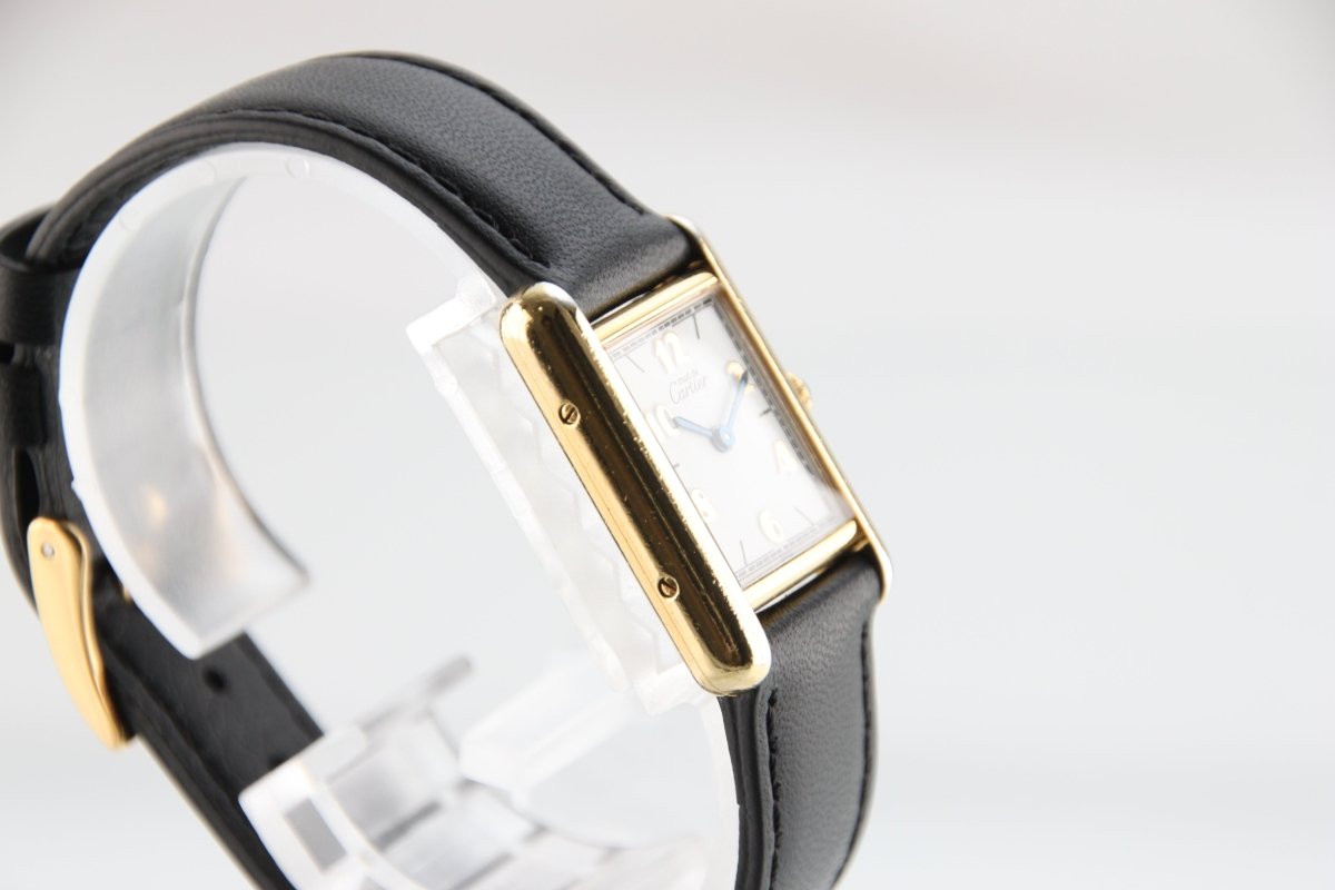 Used Cartier Must Tank Vermeil SM White Dial Silver 925 Quartz / Brand New Strap - RYBrandshop