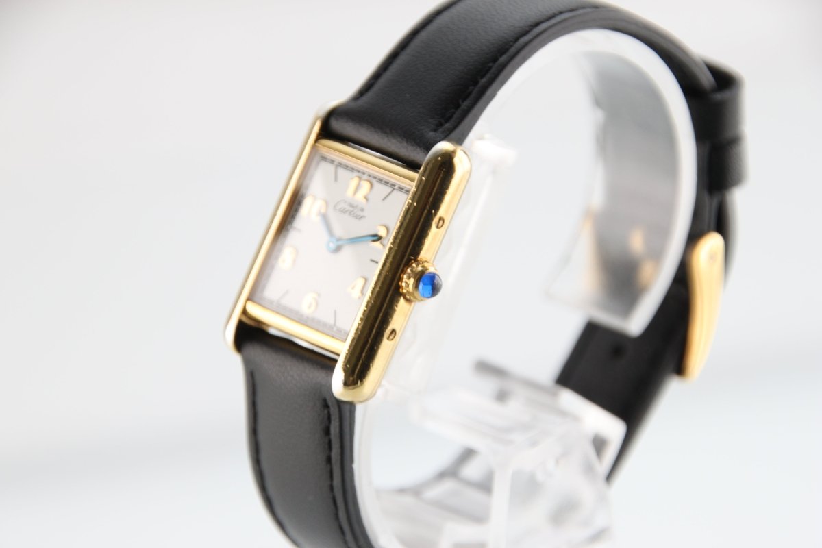 Used Cartier Must Tank Vermeil SM White Dial Silver 925 Quartz / Brand New Strap - RYBrandshop
