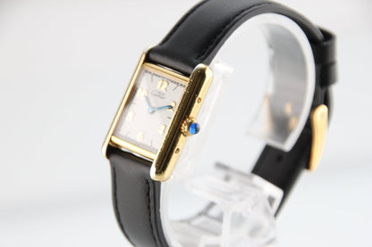 Used Cartier Must Tank Vermeil SM White Dial Silver 925 Quartz / Brand New Strap - RYBrandshop
