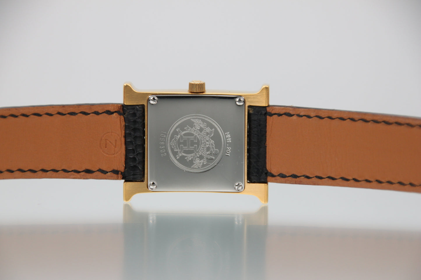 HERMES H Watch HH1.201 Ivory Dial SS Leather Quartz 21mm Image Position 10