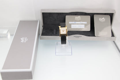 HERMES H Watch HH1.201 Ivory Dial SS Leather Quartz 21mm Image Position 15