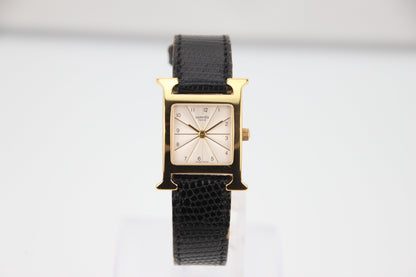 HERMES H Watch HH1.201 Ivory Dial SS Leather Quartz 21mm Image Position 16