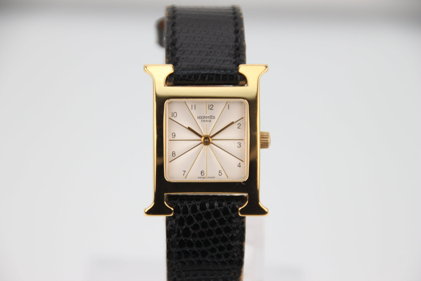 HERMES H Watch HH1.201 Ivory Dial SS Leather Quartz 21mm Image Position 1