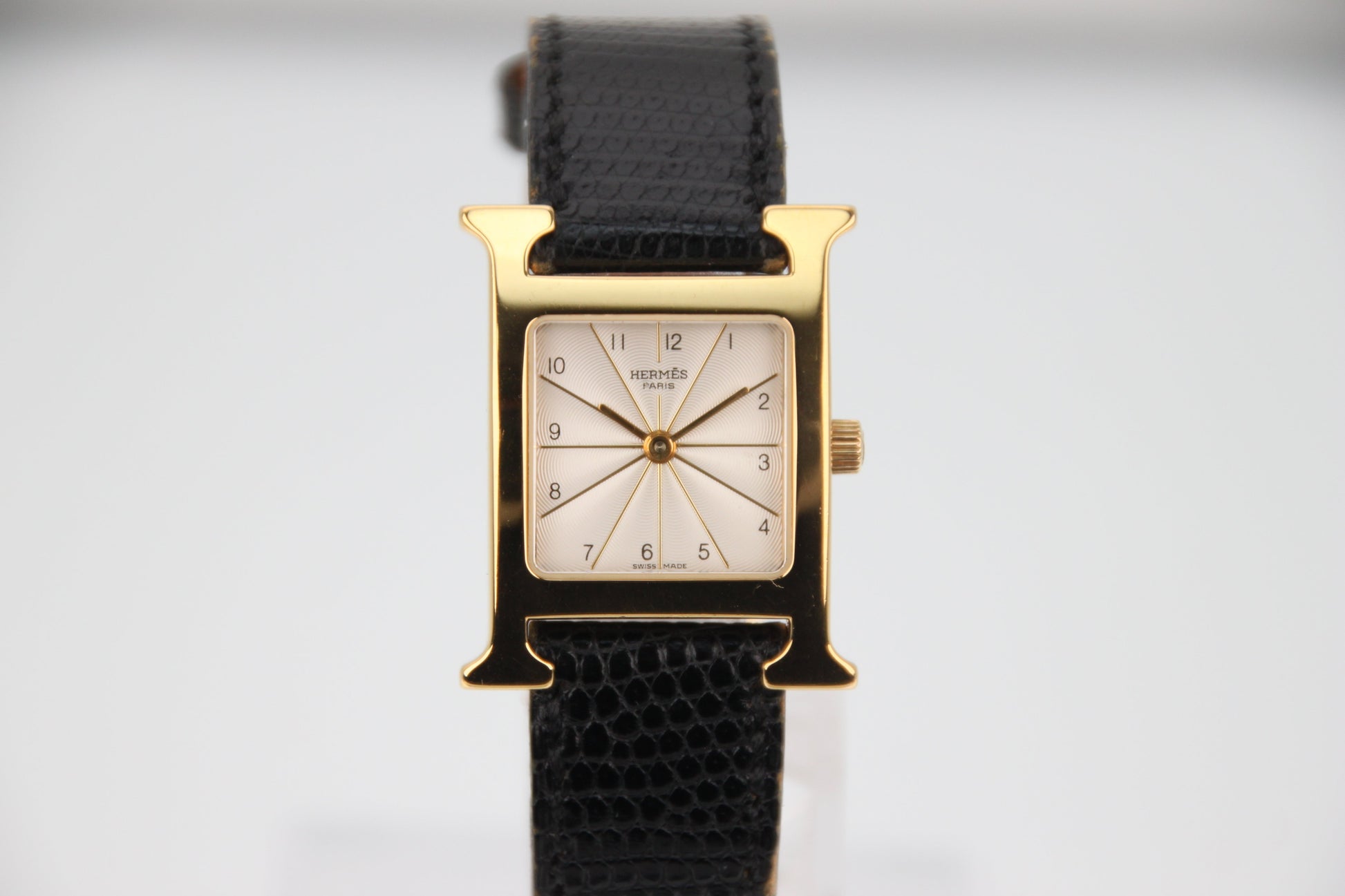 HERMES H Watch HH1.201 Ivory Dial SS Leather Quartz 21mm Image Position 1