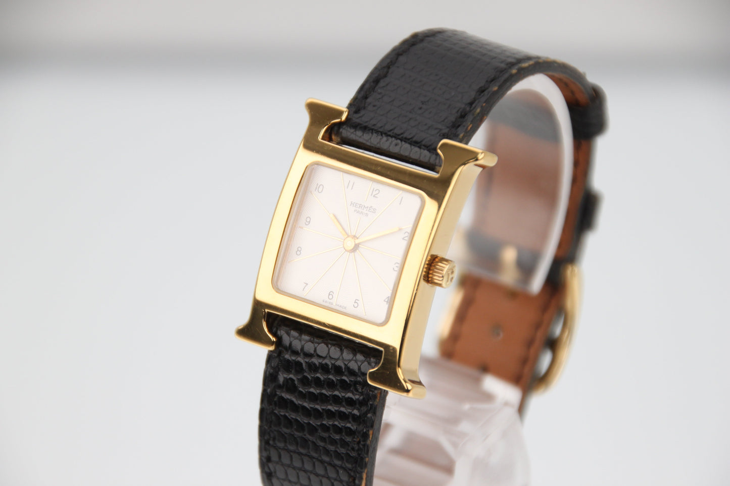 HERMES H Watch HH1.201 Ivory Dial SS Leather Quartz 21mm Image Position 2