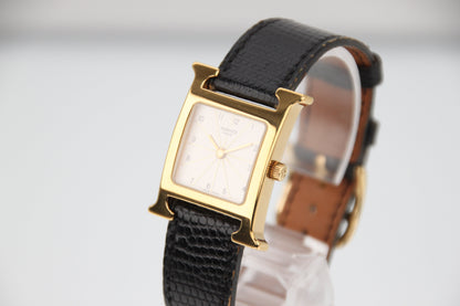 HERMES H Watch HH1.201 Ivory Dial SS Leather Quartz 21mm Image Position 2