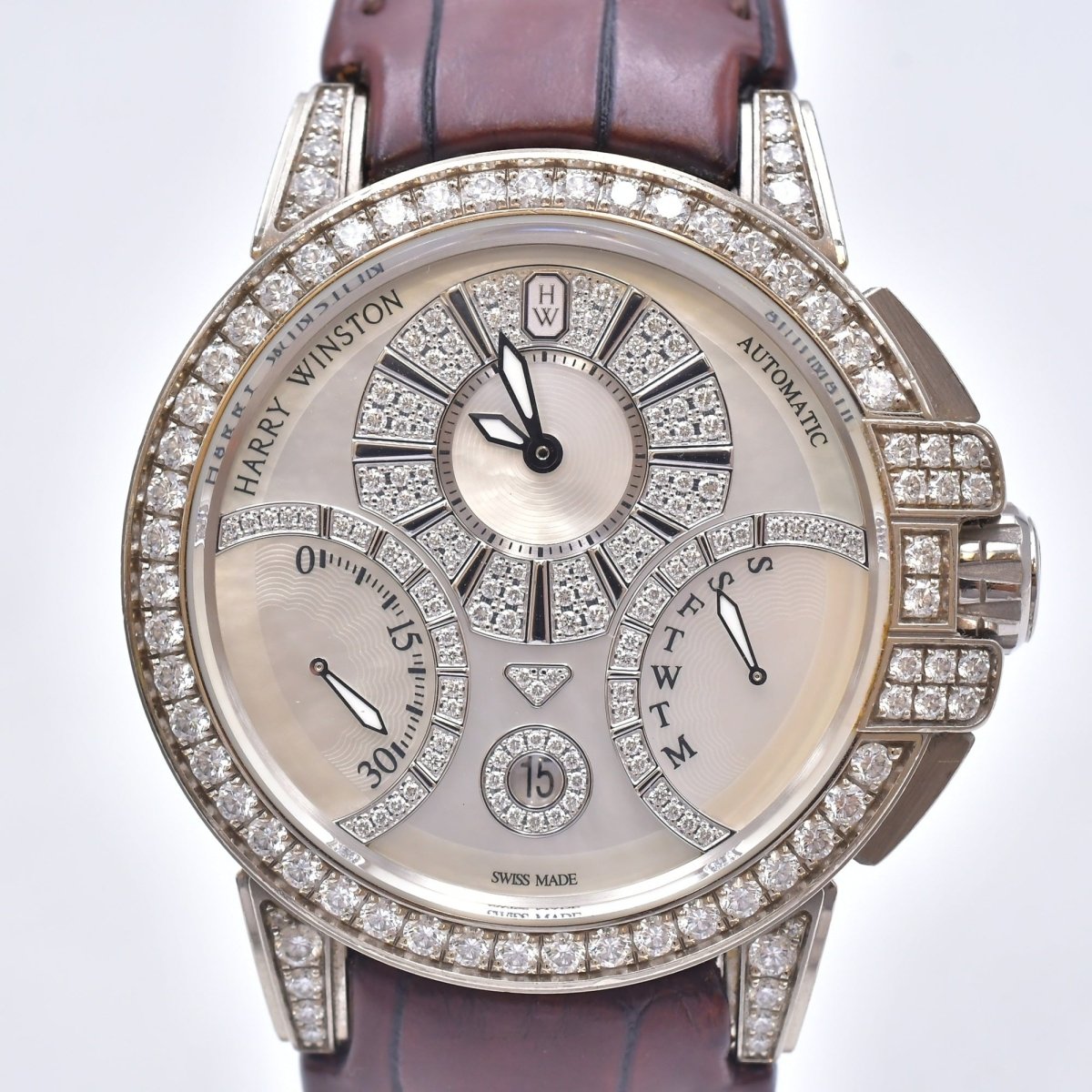 Used Harry Winston Ocean Biretrograde White Shell Dial 18KWG Automatic Watch OCEABI42WW002 - RYBrandshop