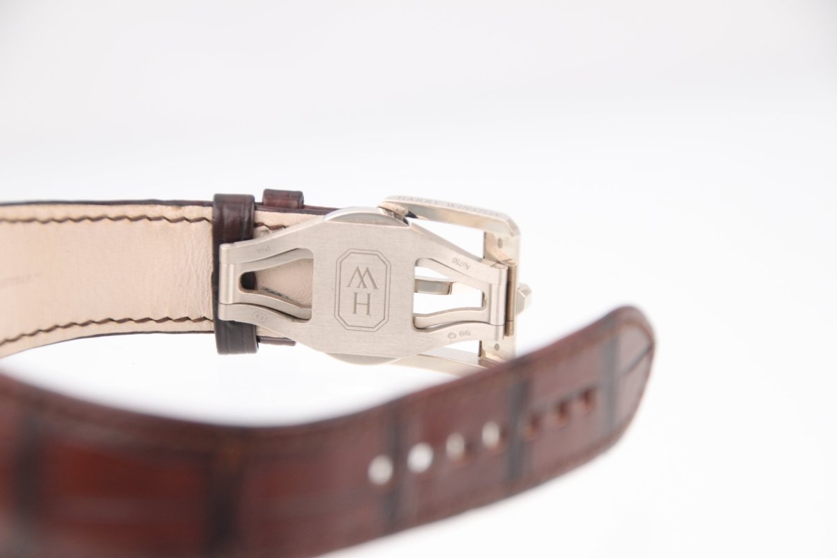 Used Harry Winston Ocean Biretrograde White Shell Dial 18KWG Automatic Watch OCEABI42WW002 - RYBrandshop